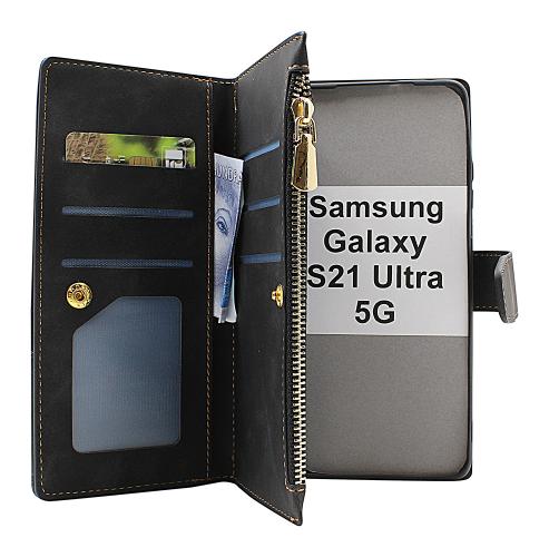 billigamobilskydd.se XL Standcase Luksuskotelo puhelimeen Samsung Galaxy S21 Ultra 5G (SM-G998B)