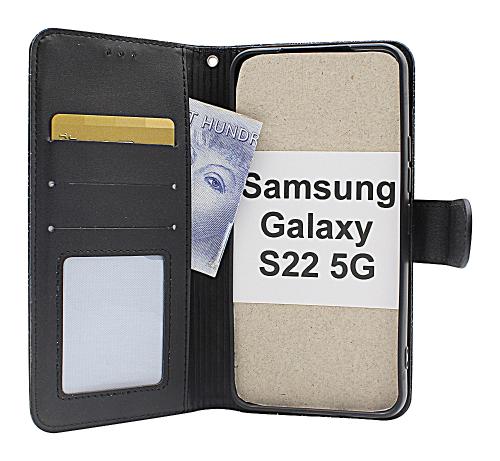 billigamobilskydd.se Flower Standcase Wallet Samsung Galaxy S22 5G