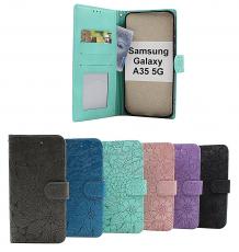 billigamobilskydd.se Flower Standcase Wallet Samsung Galaxy A35 5G