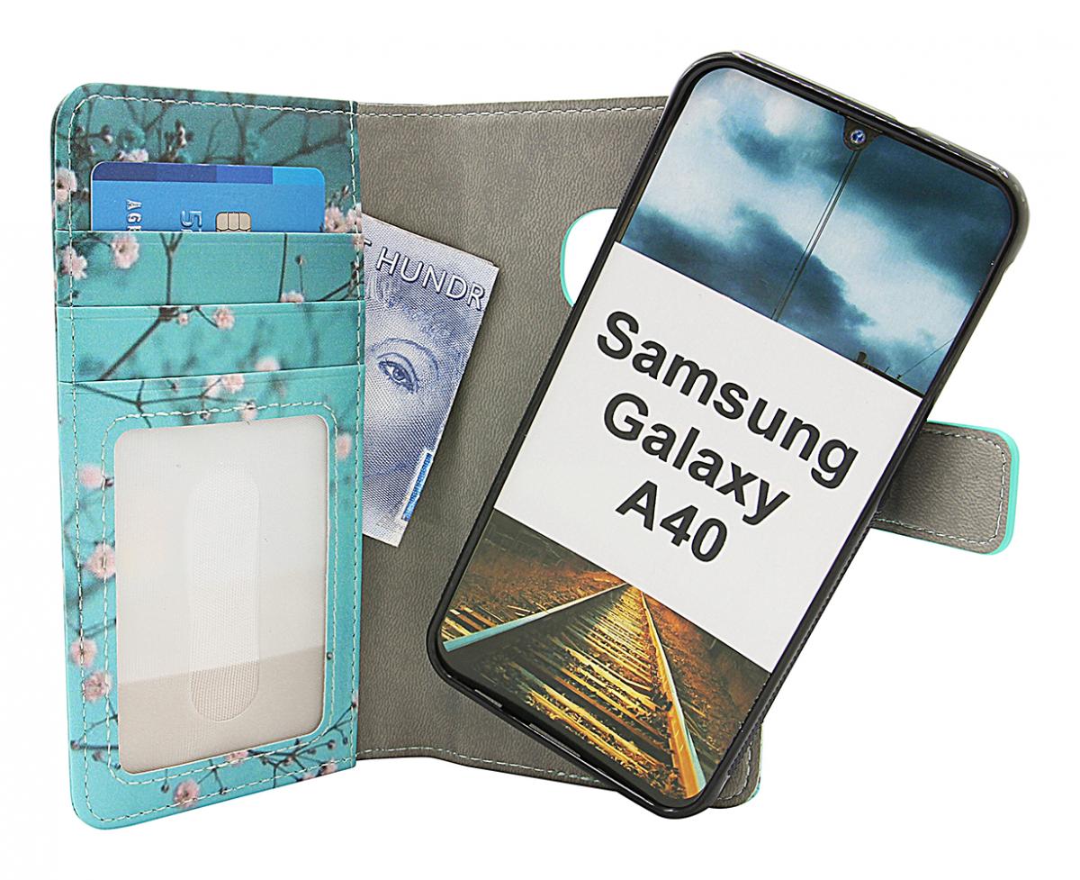 billigamobilskydd.se Skimblocker Design Magneettilompakko Samsung Galaxy A40 (A405FN/DS)