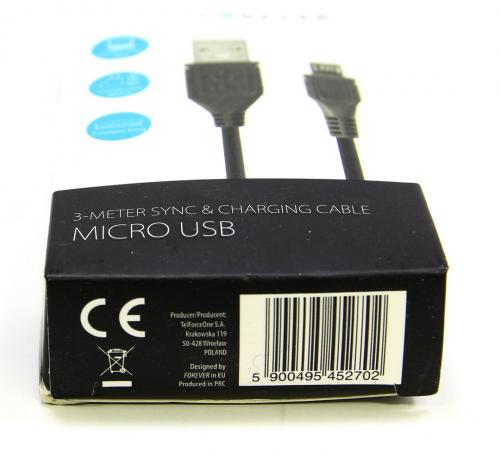 Forever USB/Micro USB latausjohto 3 meter