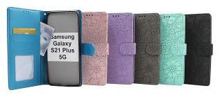billigamobilskydd.se Flower Standcase Wallet Samsung Galaxy S21 Plus 5G (G996B)