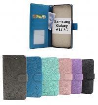 billigamobilskydd.se Flower Standcase Wallet Samsung Galaxy A14 4G / 5G