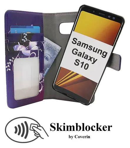 Coverin Skimblocker Design Magneettilompakko Samsung Galaxy S10 (G973F)