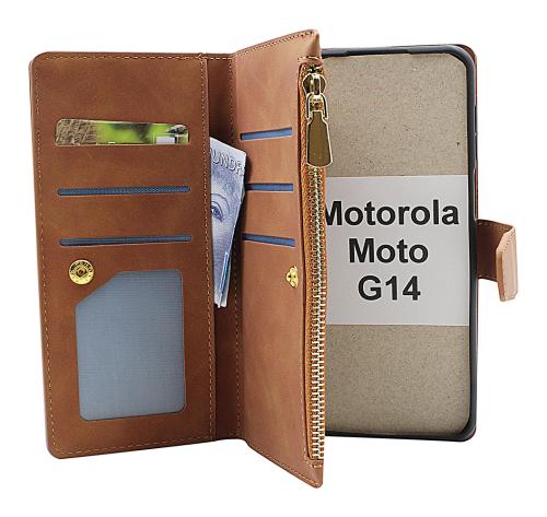 billigamobilskydd.se XL Standcase Luksuskotelo puhelimeen Motorola Moto G14