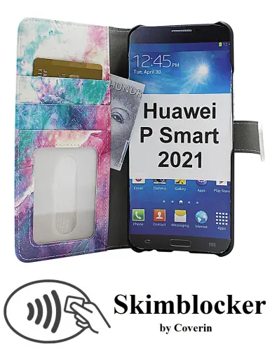 Coverin Skimblocker Design Magneettilompakko Huawei P Smart 2021