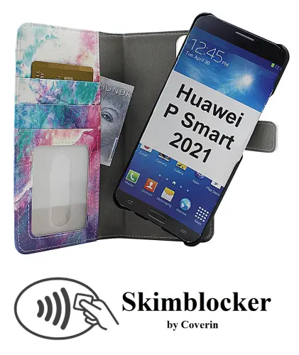 Coverin Skimblocker Design Magneettilompakko Huawei P Smart 2021