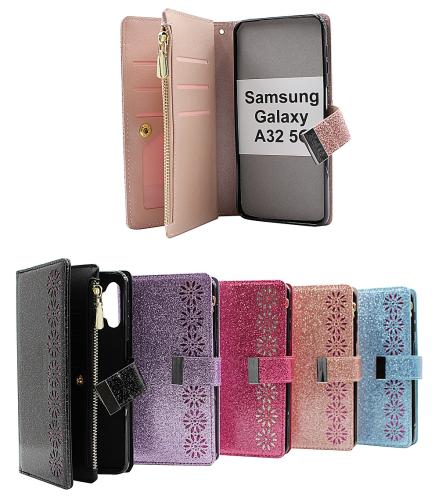 billigamobilskydd.se XL Standcase Glitterwallet puhelimeen Samsung Galaxy A32 5G (SM-A326B)