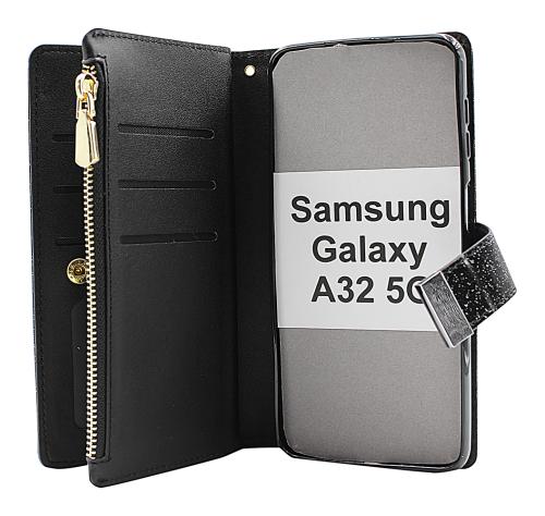 billigamobilskydd.se XL Standcase Glitterwallet puhelimeen Samsung Galaxy A32 5G (SM-A326B)