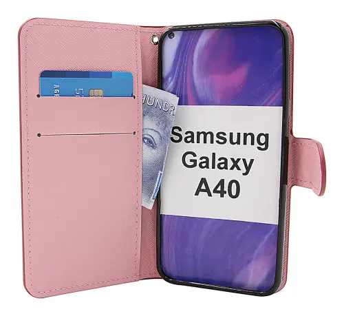 billigamobilskydd.se Kuviolompakko Samsung Galaxy A40 (A405FN/DS)