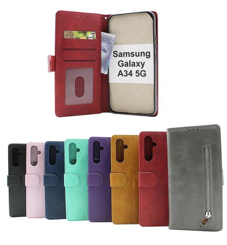 billigamobilskydd.se Zipper Standcase Wallet Samsung Galaxy A34 5G