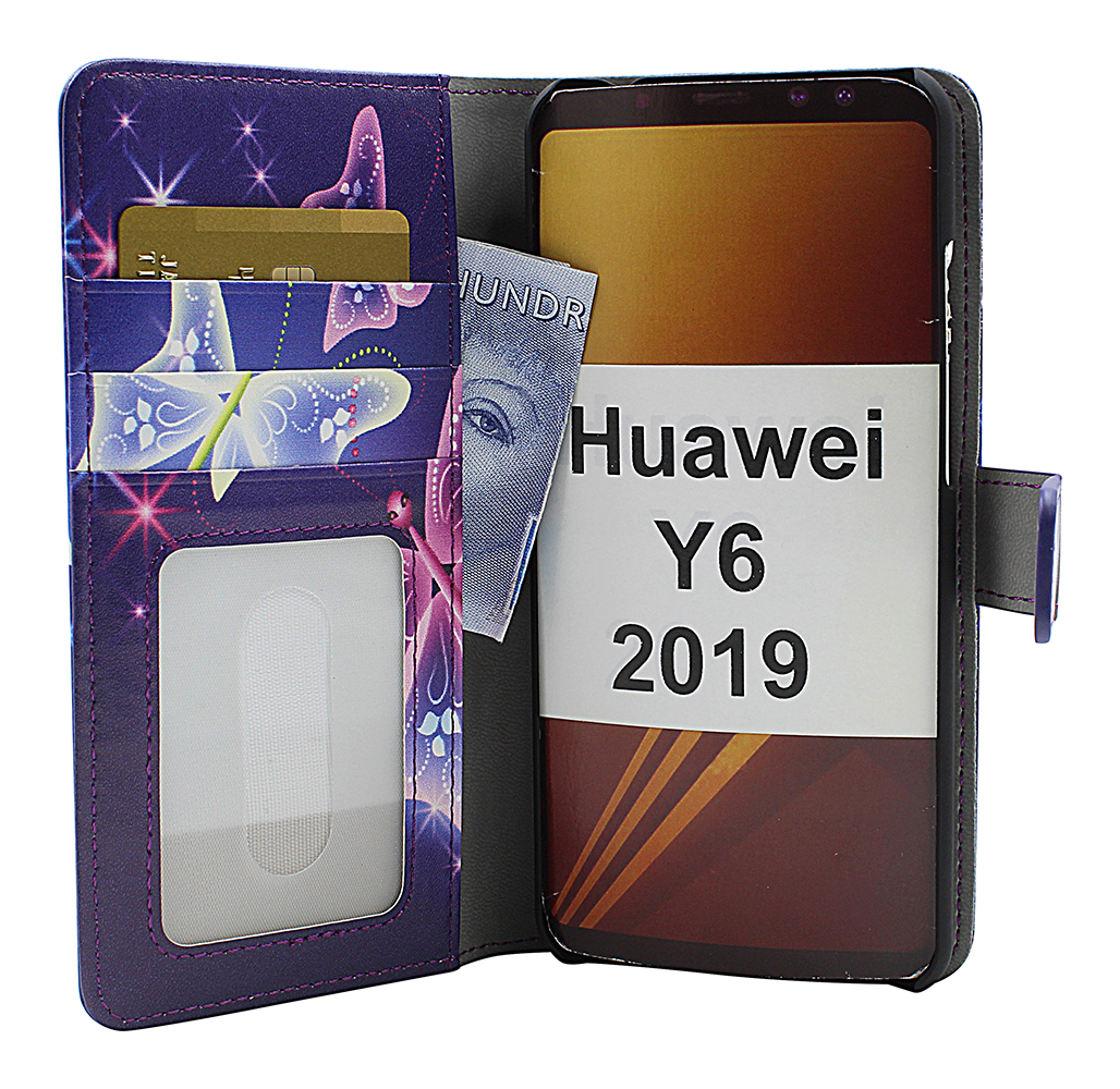 CoverIn Skimblocker Design Magneettilompakko Huawei Y6 2019