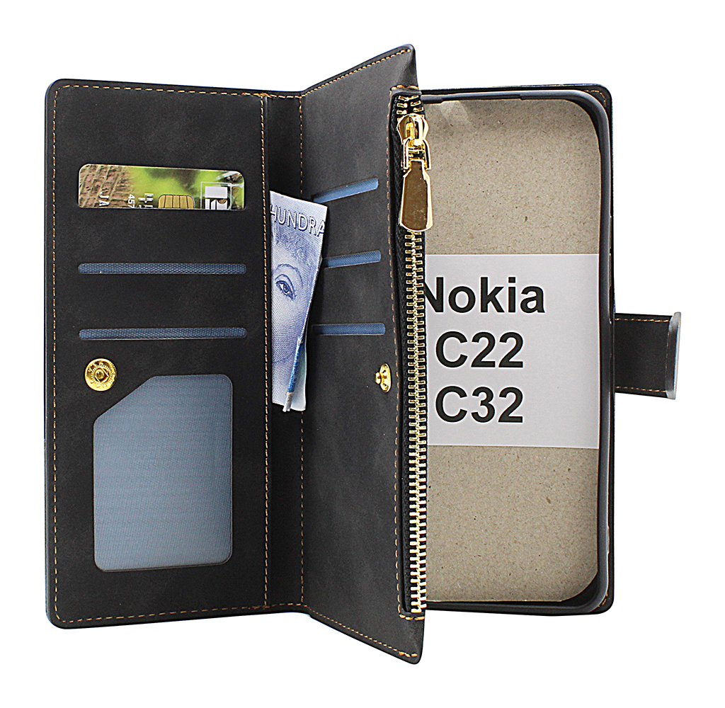 billigamobilskydd.se XL Standcase Luksuskotelo puhelimeen Nokia C22 / C32