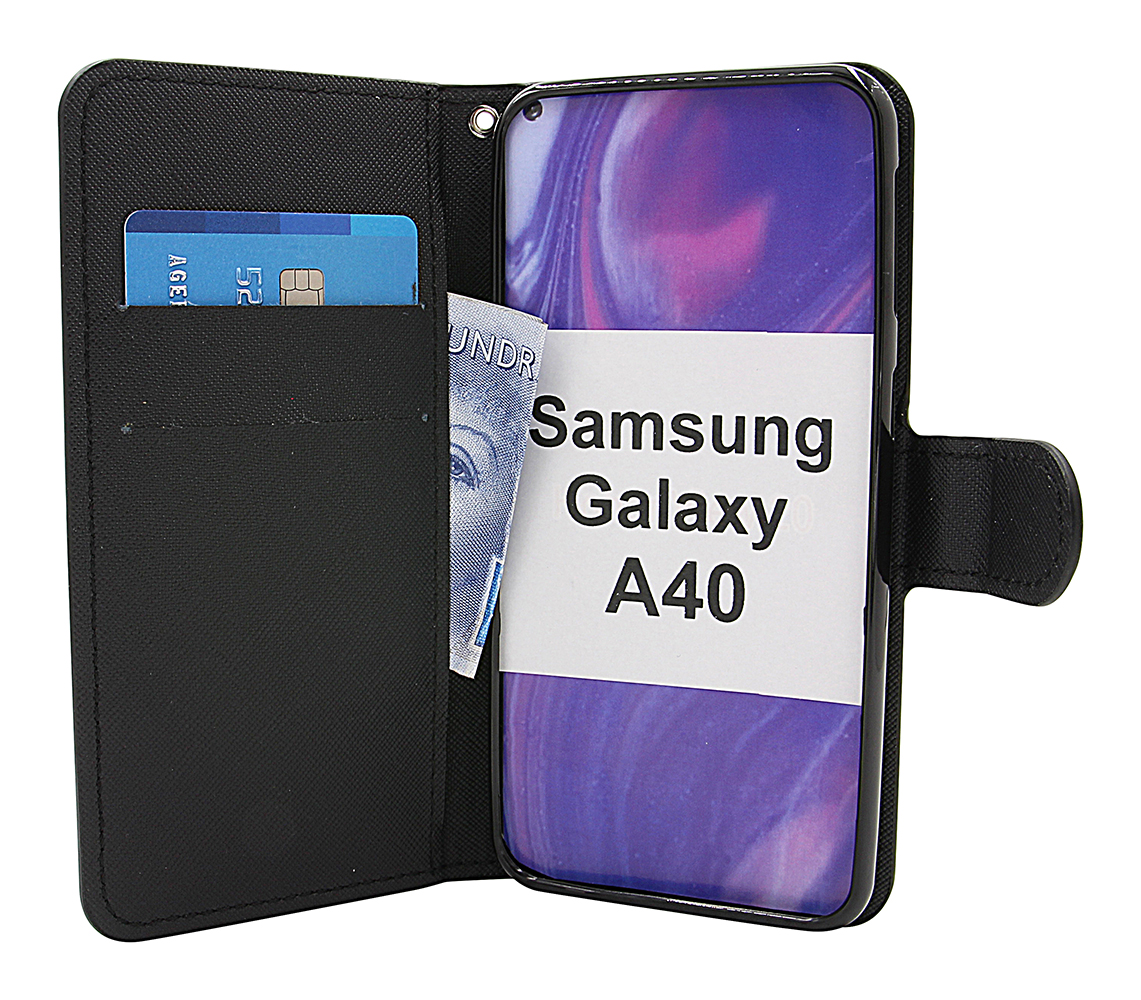 billigamobilskydd.se Kuviolompakko Samsung Galaxy A40 (A405FN/DS)