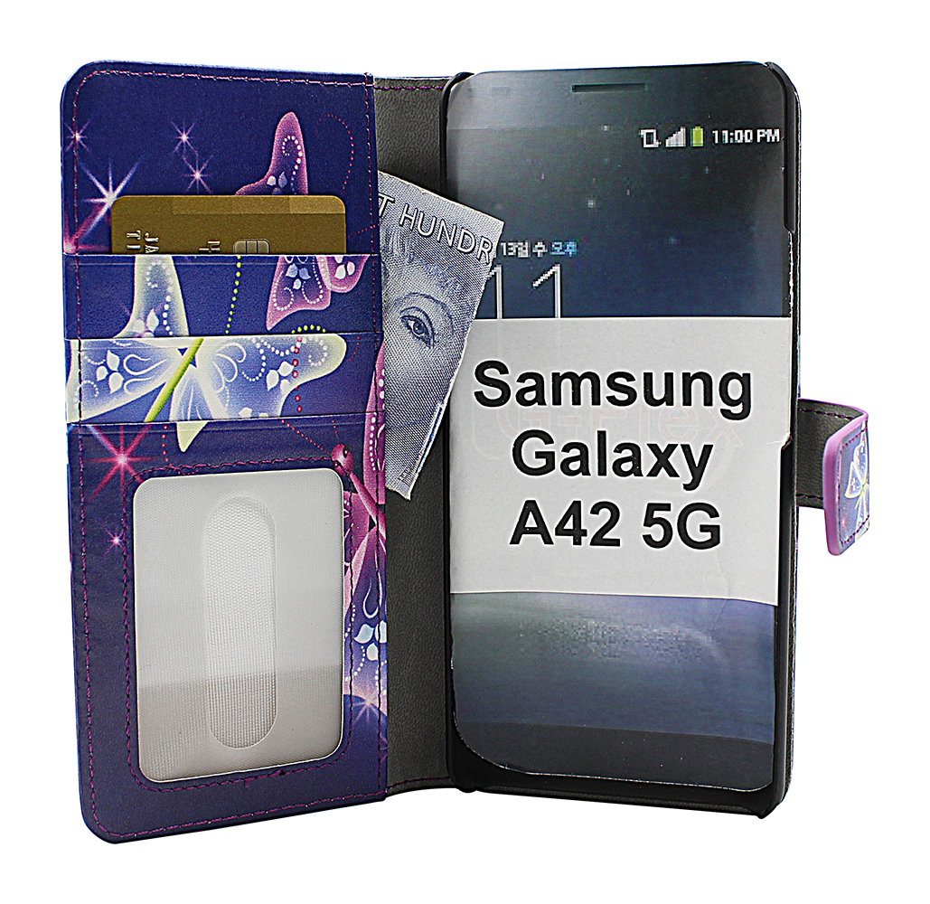 CoverIn Skimblocker Design Magneettilompakko Samsung Galaxy A42 5G