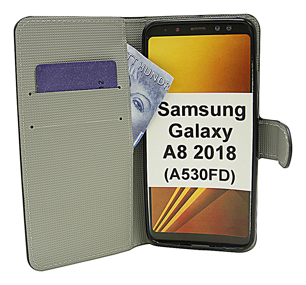 billigamobilskydd.se Kuviolompakko Samsung Galaxy A8 2018 (A530FD)