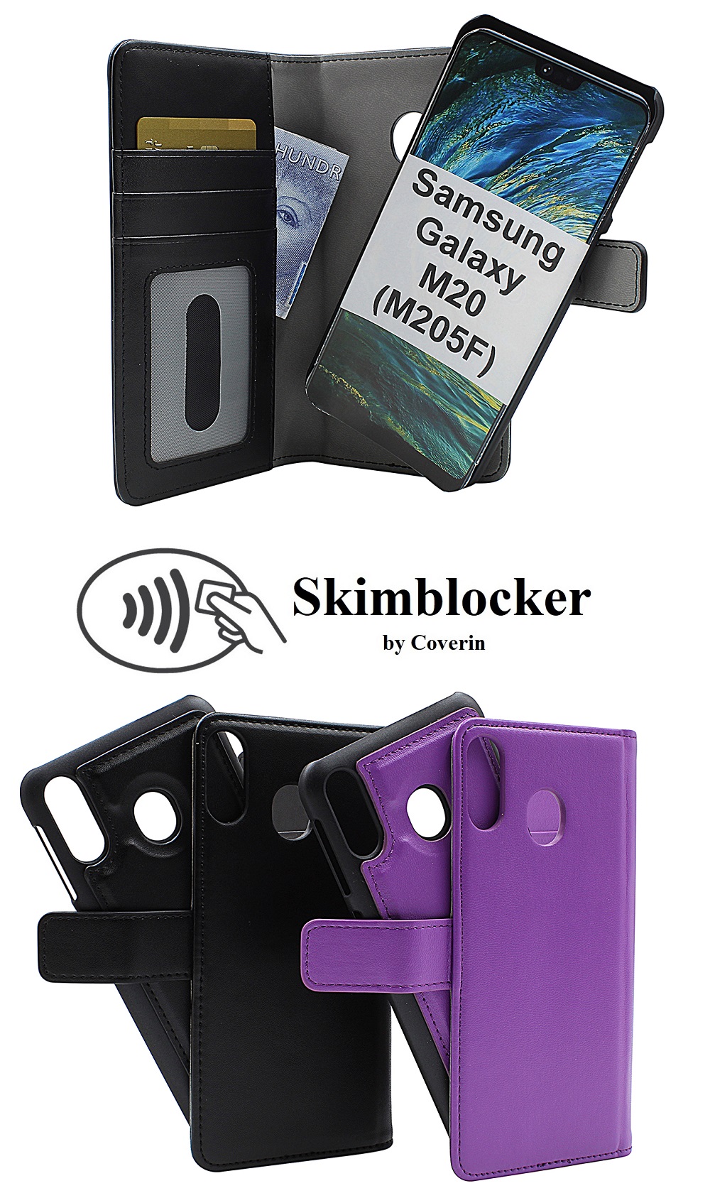 CoverIn Skimblocker Magneettikotelo Samsung Galaxy M20 (M205F)