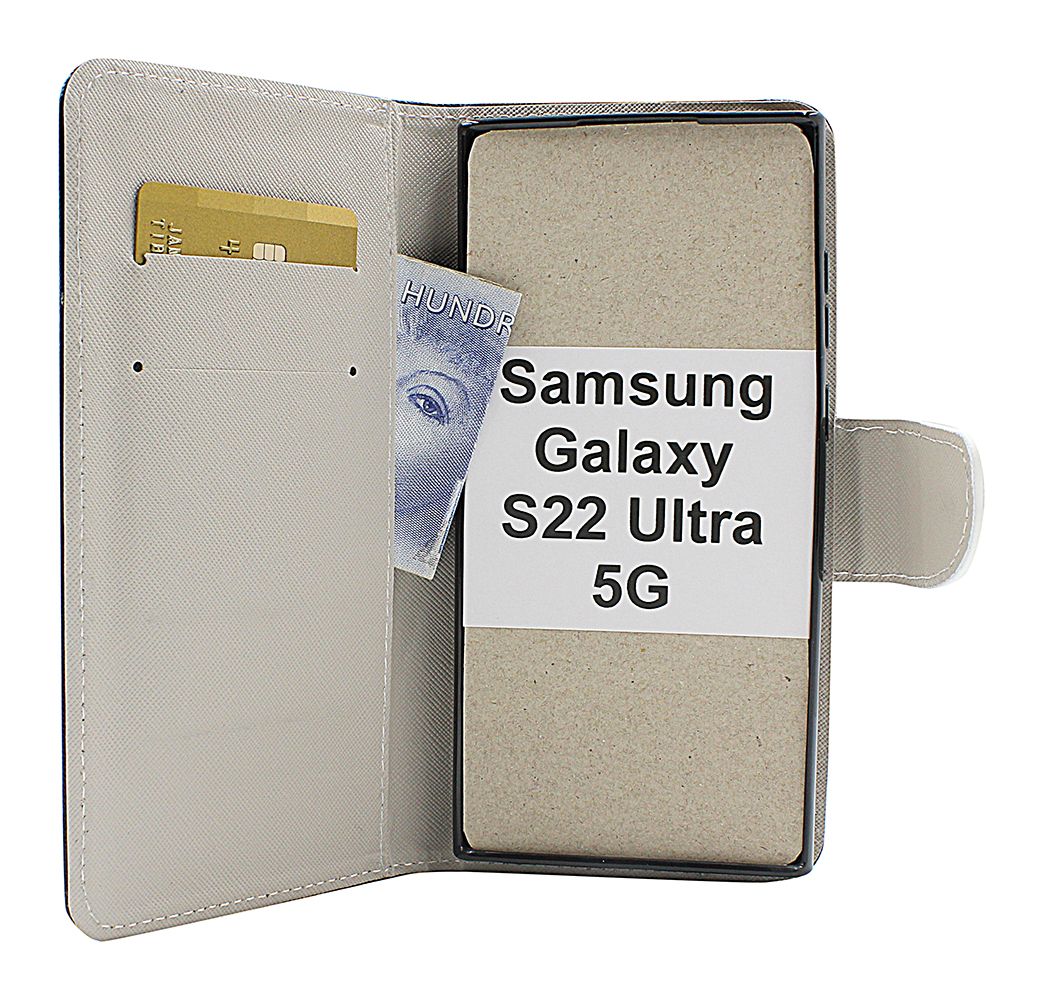 billigamobilskydd.se Kuviolompakko Samsung Galaxy S22 Ultra 5G