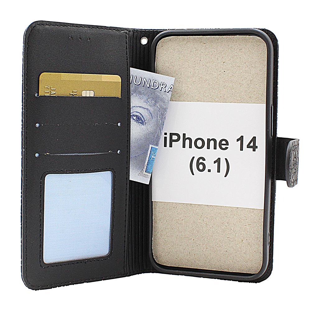 billigamobilskydd.se Flower Standcase Wallet iPhone 14 (6.1)